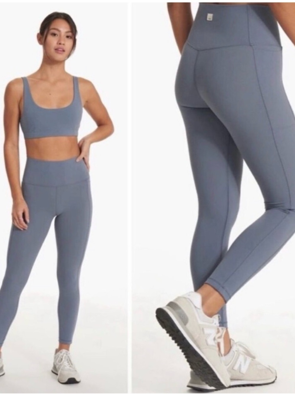 Vuori High-Rise Studio Pocket Leggings in Slate Gray-Blue